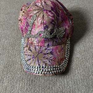 Nollia Pink Floral Rhinestone Adjustable Baseball Cap